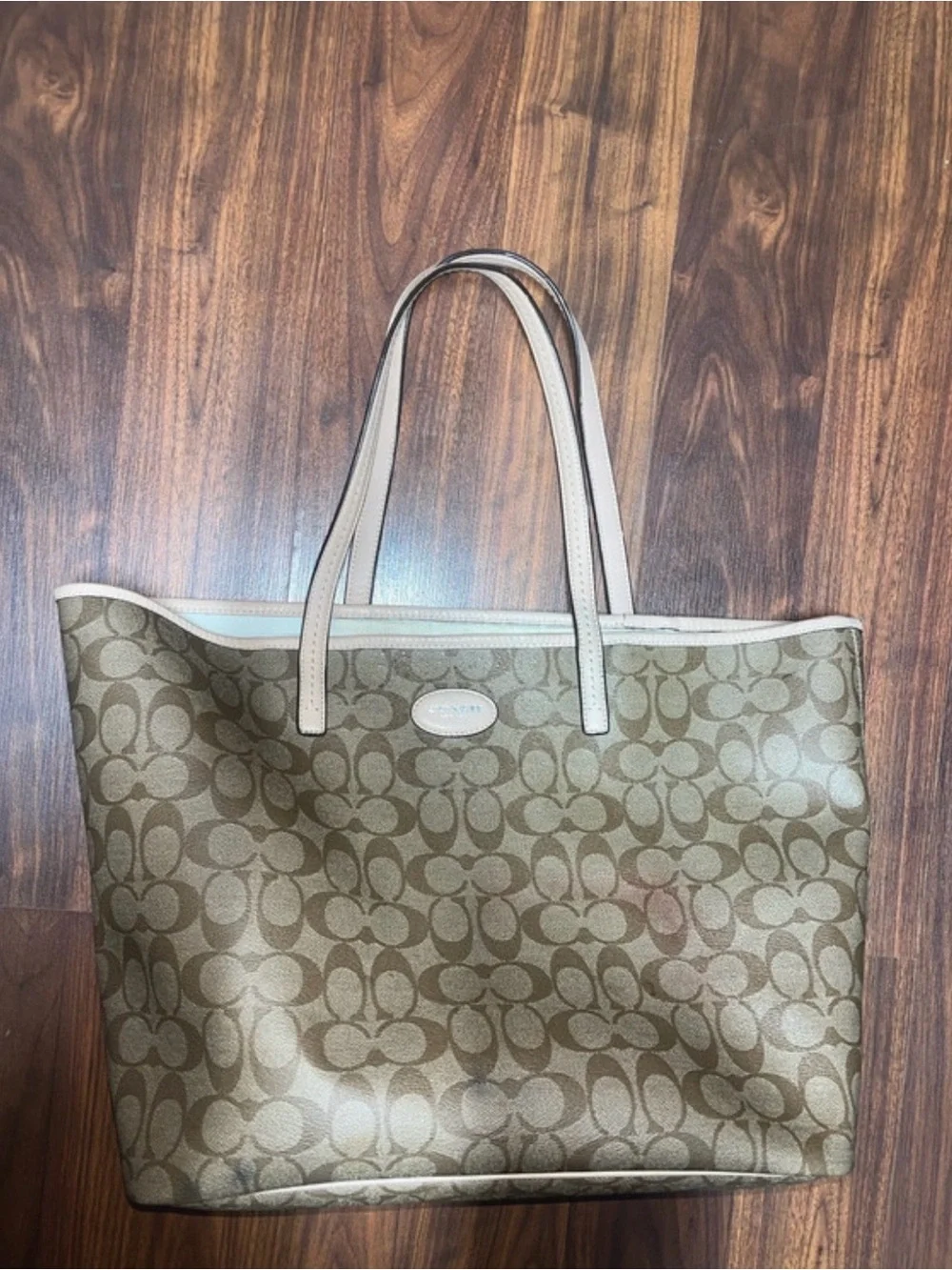Coach Beige and Tan Monogram Tote
